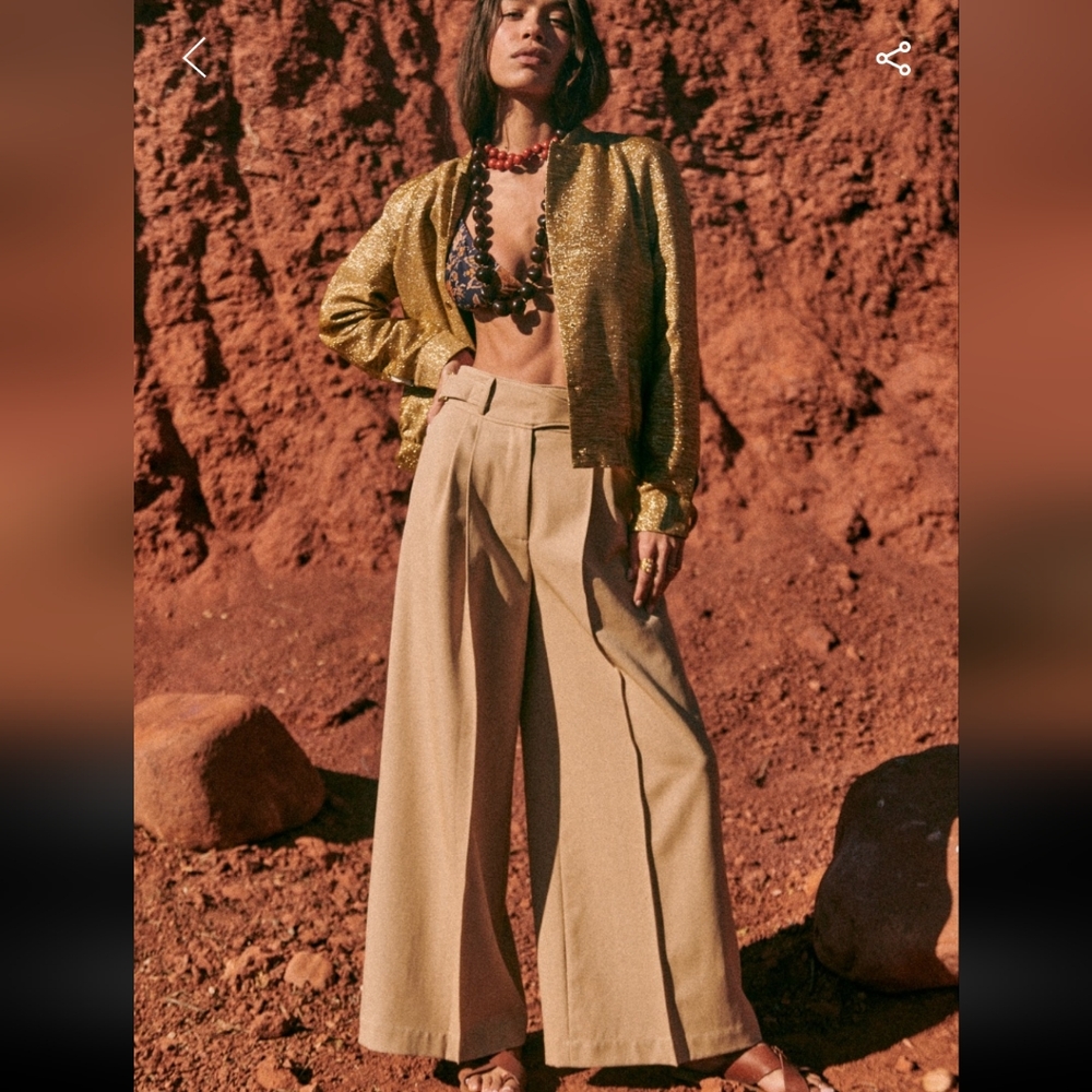 Sezane Gold Bomber Jacket